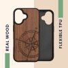 Husa Apple iPhone 16, Maro, Lemn/Silicon, KWM000022US001C