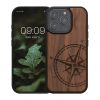 Husa Apple iPhone 16 Pro, Maro, Lemn/Silicon, KWM000022UT001C