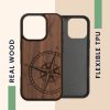 Husa Apple iPhone 16 Pro, Maro, Lemn/Silicon, KWM000022UT001C