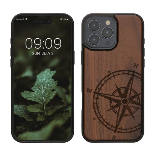 Husa Apple iPhone 16 Pro Max, Maro, Lemn/Silicon, KWM000022UU001C