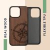 Husa Apple iPhone 16 Pro Max, Maro, Lemn/Silicon, KWM000022UU001C