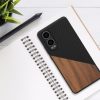 Husa OnePlus Nord CE4 Lite, Maro/Negru, Lemn/Silicon, KWM000022UX001C