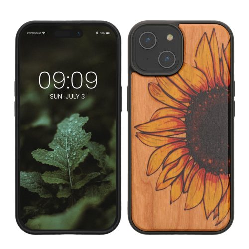 Husa Apple iPhone 15, Multicolor, Lemn/Silicon, KWM000020EG004C