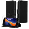 Set Husa si Folie de protectie Apple iPhone 5/iPhone 5s/iPhone SE, Negru, Piele ecologica/Silicon, KWM000022VG001C
