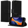 Set Husa si Folie de protectie Apple iPhone 5/iPhone 5s/iPhone SE, Negru, Piele ecologica/Silicon, KWM000022VG001C