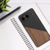 Husa OnePlus Nord 4, Maro/Negru, Lemn/Silicon, KWM000022VK001C