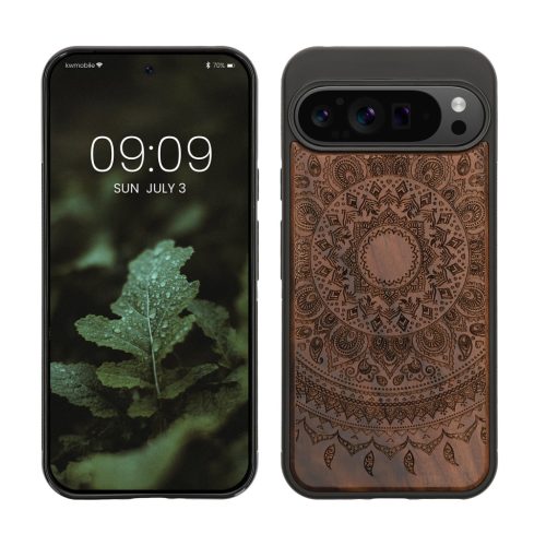 Husa Google Pixel 9 Pro XL, Maro, Lemn/Silicon, KWM000020QT003C