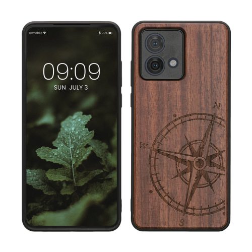 Husa Motorola Moto G84, Maro, Lemn/Silicon, KWM000022VU001C