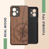 Husa Motorola Moto G54, Maro, Lemn/Silicon, KWM000022VW001C