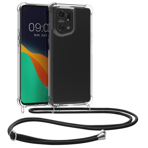 Husa OPPO Find X5 Pro, Silicon, Transparent/Negru, 59320.01