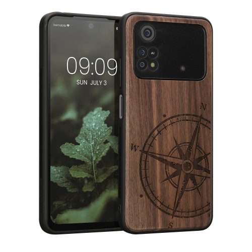 Husa Xiaomi Poco M4 Pro, Lemn, Maro/Negru, 59498.01