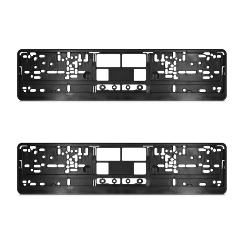 Set 2 suporturi placuta inmatriculare Navaris, 52x11 cm, fara perforare, PP, negru, polipropilena