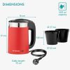 Fierbator de voiaj Navaris dublu perete, 1100W, 0,5L, portabil, ideal camping, rosu, 48676.09