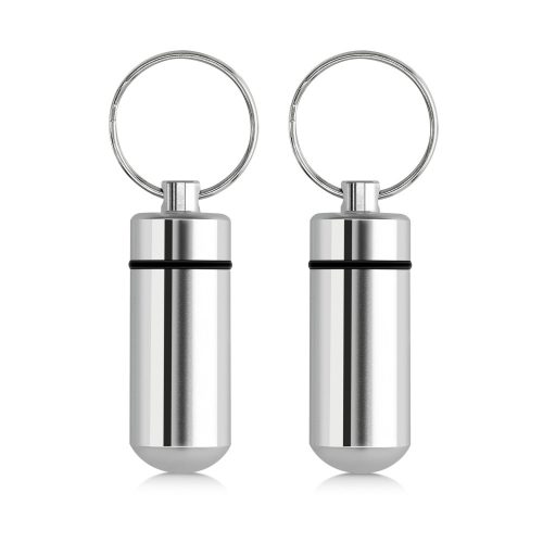 Set 2 Brelocuri pentru mini pilule Kwmobile, Gri, Aluminiu, 56608.05