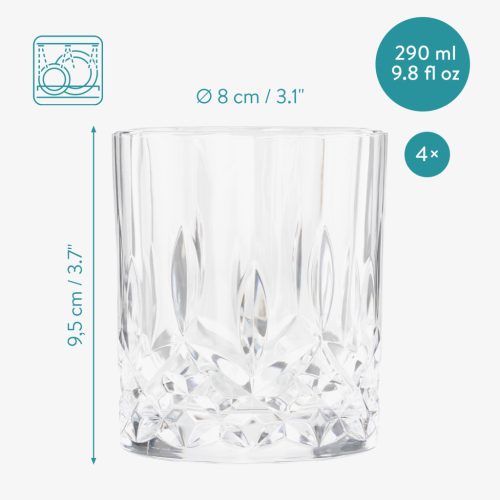 Set 4 Pahare de Whisky Navaris, 290 ml, rezistente la socuri, sticla, 60178.01.04
