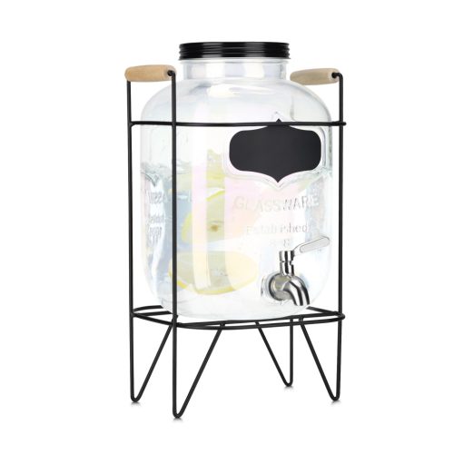 Dozator bauturi Navaris, 5L, cu stand metalic, design rainbow efect, sticla, 51378.03