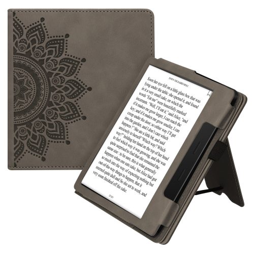 Husa kwmobile pentru Amazon Kindle Oasis 10, Piele ecologica, Gri, 59393.04