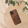 Husa Apple iPhone 12/iPhone 12 Pro, Lemn, Maro/Albastru, 52734.16