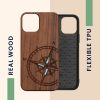Husa Apple iPhone 12/iPhone 12 Pro, Lemn, Maro/Albastru, 52734.16