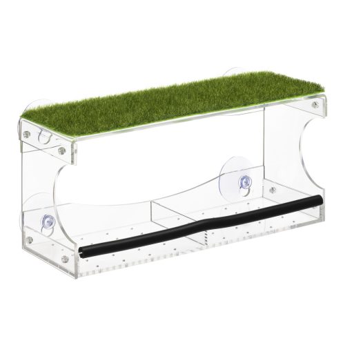 Hranitor pentru pasari Navaris, 30x13x10 cm, acrilic, cu suport ventuza, 60683.01