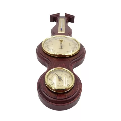Stație meteo Fischer 6690-22, barometru, higrometru și termometru, alamă și lemn mahon, 39 x 11,5 cm Fischer 4260034964365 imagine 5