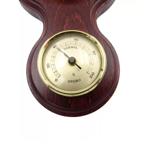 Stație meteo Fischer 6690-22, barometru, higrometru și termometru, alamă și lemn mahon, 39 x 11,5 cm Fischer 4260034964365 imagine 6