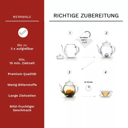 Set degustare ceai infloritor Creano ErbluhTee, 6 sfere, 6 sortimente, ceai alb