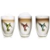 Set 6 pahare termice Creano Hummi, 250 ml, sticla borosilicata, perete dublu, decor colibri
