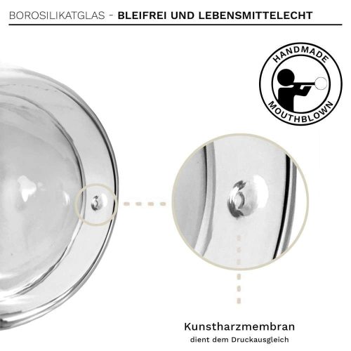 Set 6 pahare termice Creano Hummi, 250 ml, sticla borosilicata, perete dublu, decor colibri