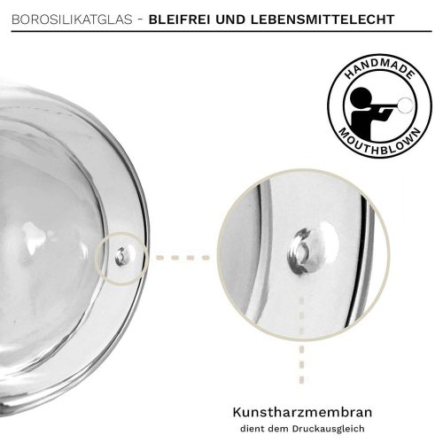 Halba termica Creano pentru bere, 500 ml, sticla borosilicata, perete dublu, cu maner