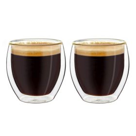   Set 2 pahare espresso termice Creano, 100 ml, sticla borosilicata, perete dublu