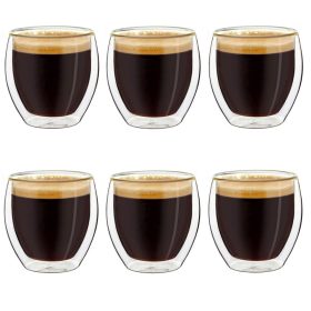   Set 6 pahare espresso termice Creano, 100 ml, sticla borosilicata, perete dublu