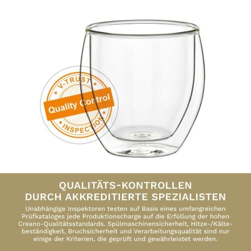 Set 6 pahare espresso termice Creano, 100 ml, sticla borosilicata, perete dublu