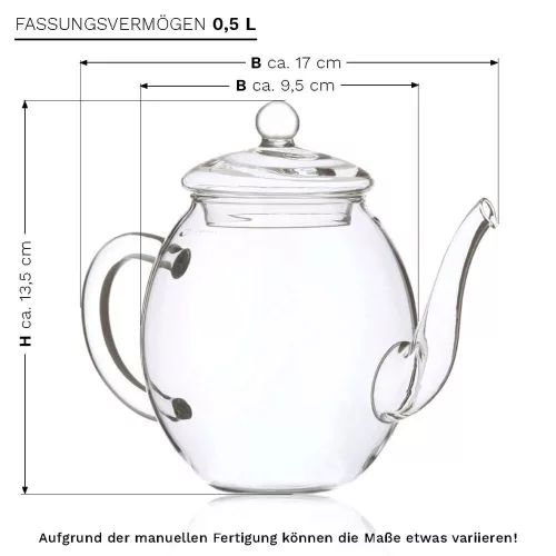 Set cadou Creano ErbluhTee Mix, 6 bile ceai alb cu flori si ceainic din sticla 500 ml