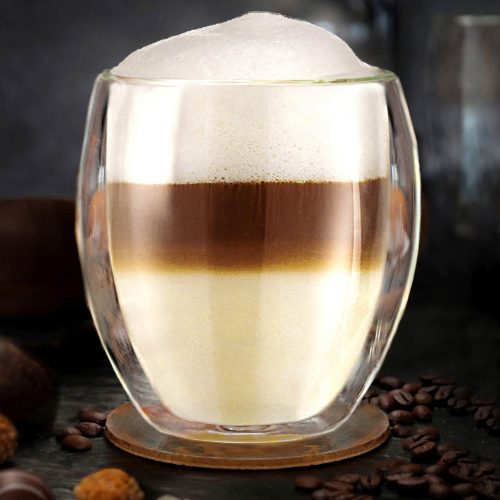 Set 4 pahare termice Creano DG-Bauchig, 400 ml, sticla borosilicata, perete dublu