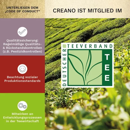 Set cadou ceai infloritor Creano cu ceainic sticla 500 ml, 6 varietati ceai alb/verde/negru