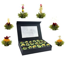   Set cadou ceai infloritor Creano ErbluhTee, 18 bile, 6 sortimente, ceai verde, cutie magnetica