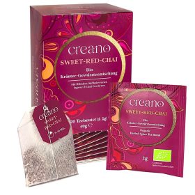  Ceai Bio Creano Chai Rosu Dulce, 20 plicuri, hibiscus si condimente, gust fructat-picant