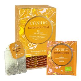   Ceai Bio Creano Chai cu Curcuma, 20 plicuri, condimentat, cu ghimbir, aroma calda