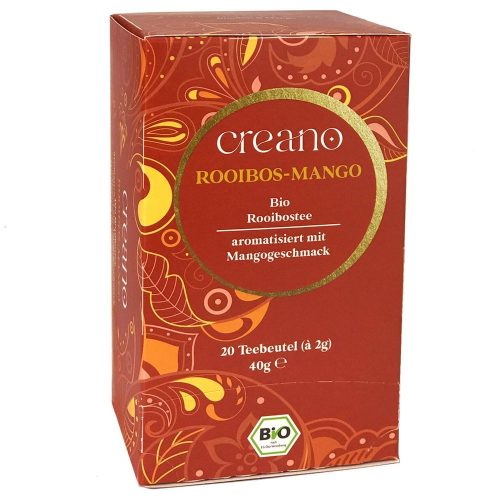 Ceai Bio Creano Rooibos cu Mango, 20 plicuri, gust rotund, aroma fructata