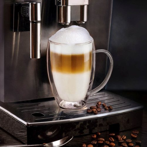 Set 4 cani termice Creano DG-SHH, 250 ml, sticla borosilicata, perete dublu, cu maner