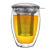 Pahar termic pentru ceai Creano, 400 ml, perete dublu, cu infuzor din inox si capac