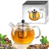 Ceainic din sticla Creano, 1 L, cu sita din inox si capac, pentru ceai vrac