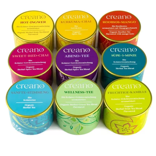 Set ceai bio Creano Mix Condimentat, Chai cu Curcuma/Ghimbir Picant/Chai Rosu Dulce, vrac, 61g