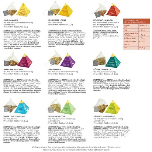 Set Cadou Ceai Bio Creano, 9 plicuri piramida, 9 sortimente, ceai de plante, 22,5 g