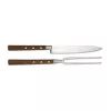 Set transare Rominox Scolpi, cutit si furculita, lemn piersic, cutie cadou, 32 cm, inox
