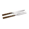 Set transare Rominox Scolpi, cutit si furculita, lemn piersic, cutie cadou, 32 cm, inox