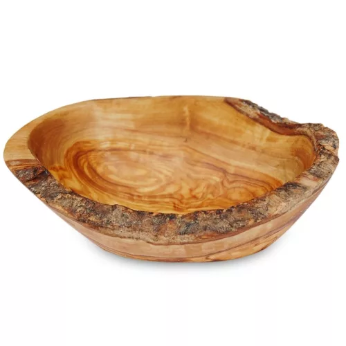 Bol rustic oval din lemn de maslin, 9-11 cm, latime 6 cm, pentru gustari si servire