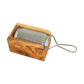   Razatoare pentru branza tare cu cutie colectare, lemn maslin + inox, 11x7x6 cm