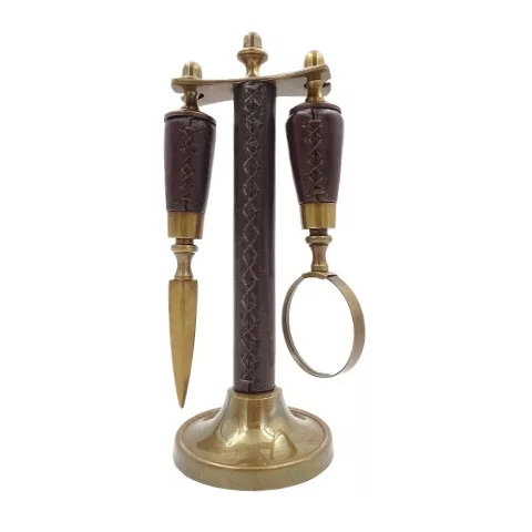 Lupă Giftdeco MIS-0742, alamă, sticlă și piele, 18 x 7,5 x 3,5 cm, stil retro, clasic Giftdeco 5902067220290 imagine 5